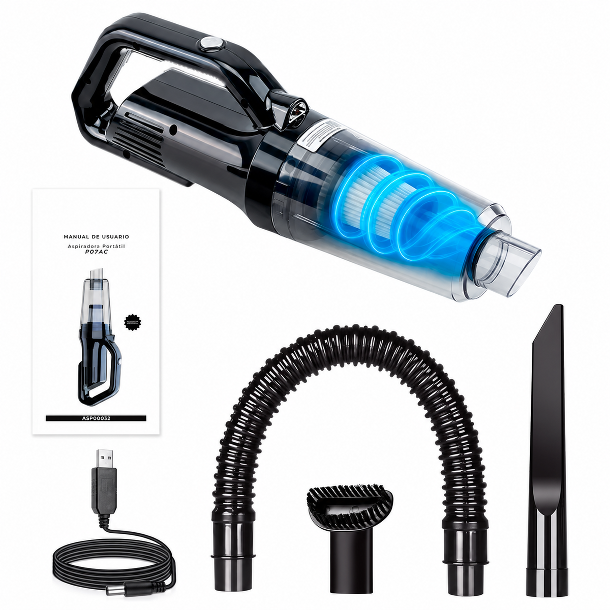 Aspiradora de Mano Inalámbrica 120W + Kit de Destornilladores Punta Plana y Phillips Imantados