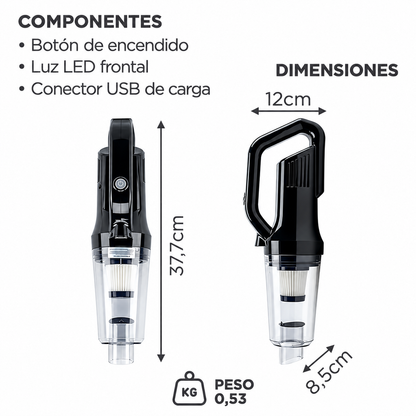 Aspiradora de Mano Inalámbrica 120W + Kit de Destornilladores Punta Plana y Phillips Imantados